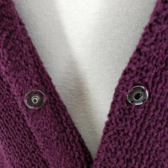 Free People Oversized Sweater Cardigan Purple Long Sleeve Snap Button - Picture 3 of 7